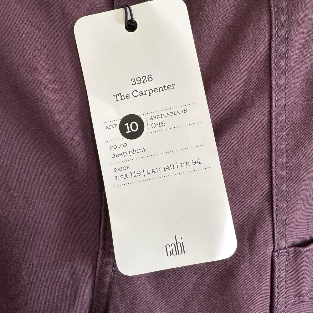 Cabi Deep Plum Carpenter Pant 10 NWT‎ 3926 Purple Goth Whimsigoth Lyocell Cotton - Picture 7 of 14